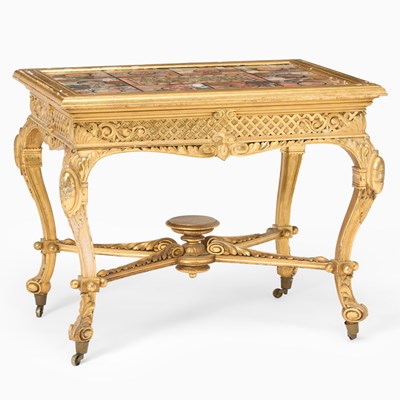 Lot 529 - Italian Rococo Style Giltwood Specimen Marble Center Table