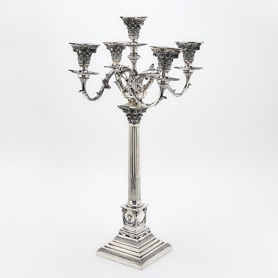Lot 146 - Victorian Sterling Silver Monumental Five-Light Candelabrum
