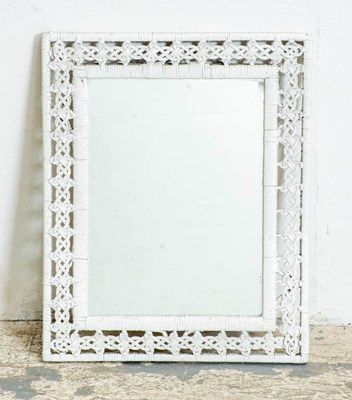 Lot 230 - White Painted Wicker Frame Mirror