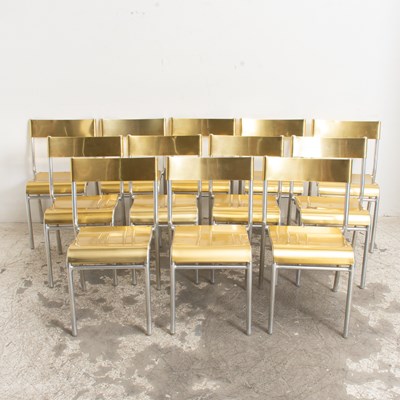 Lot 233 - Set of Twelve Brass and Chromed Metal Side Chairs