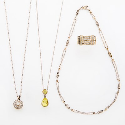 Lot 1104 - Group of White Gold, Diamond and Colored Stone Jewelry