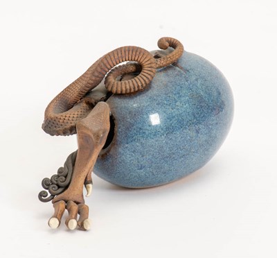 Lot 362 - Dennis Thompson Glazed Ceramic Hatching Dragon Egg