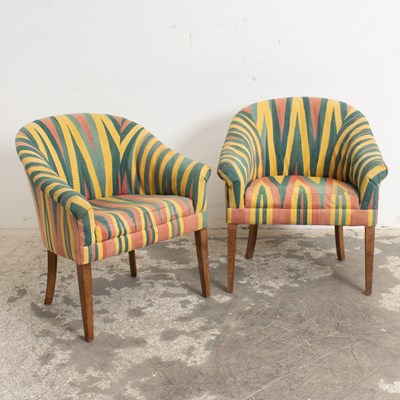 Lot 188 - Pair of Flame Pattern Tub Chairs
