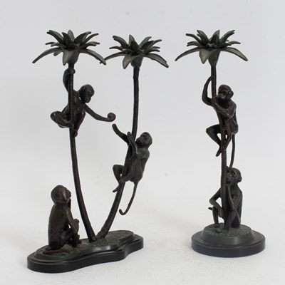 Lot 298 - Two Monkey Candlesticks