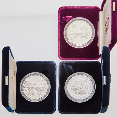 Lot 38 - United States. Group of 46 Proof and Uncirculated American Silver Eagles. OGP.
