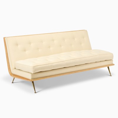 Lot 318 - T.H. Robsjohn-Gibbings for Widdicomb Upholstered Walnut "Model 1727" Sofa