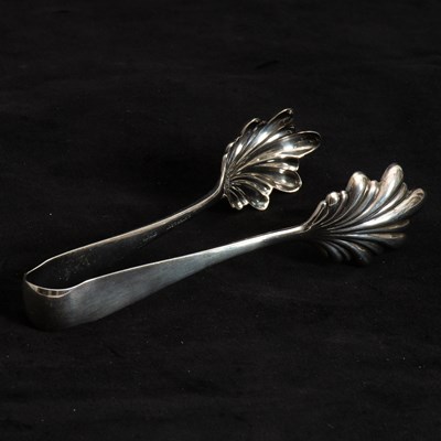 Lot 271 - Sterling Silver Leaf Form End Tongs