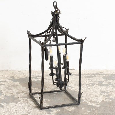 Lot 282 - Wrought Iron Six-Light Hanging Lantern