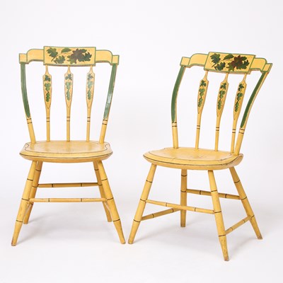 Lot 193 - Pair of Yellow Painted Windsor Side Chairs