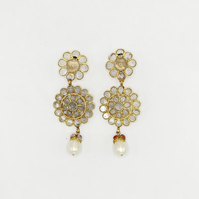 Lot 1261 - Chanel Pair of Gilt-Metal, Gripoix Glass and Imitation Pearl Pendant-Earclips