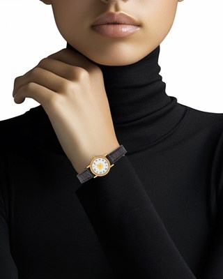 Lot 141 - Hermès Paris Gold and Diamond 'Sellier-Dame' Wristwatch