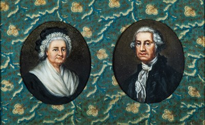 Lot 13 - Framed Portrait Set of George and Martha Washington