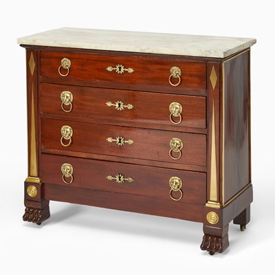Lot 507 - Baltic Brass-Inlaid Mahogany Chest of Drawers