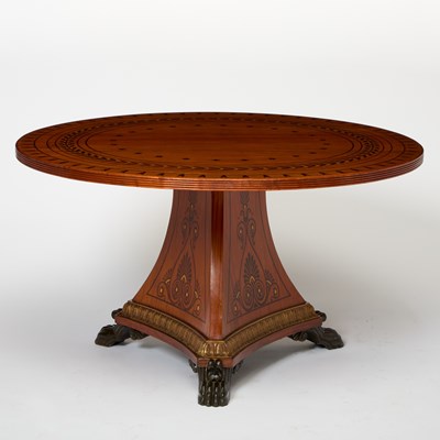 Lot 199 - Regency Thomas Hope Style Round Inlaid Mahogany Dining Table
