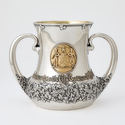 Lot 218 - New York City History: Tiffany & Co. Sterling Silver and Gold Loving Cup