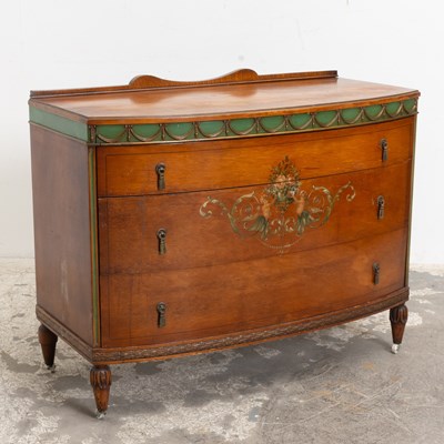 Lot 20 - Edwardian Style Paint Decorated Satinwood Chest of Drawers