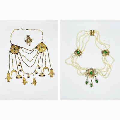 Lot 1259 - Two Ceremonial Adornments and a Gilt-Metal and Rhinestone Brooch