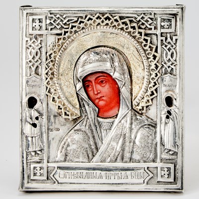 Lot 1042 - Russian Silver Icon of the Mother of God Areovindus