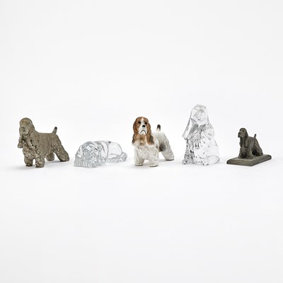 Lot 3346 - Group of Glass, Pewter and Porcelain Miniature Figures of Cocker Spaniels