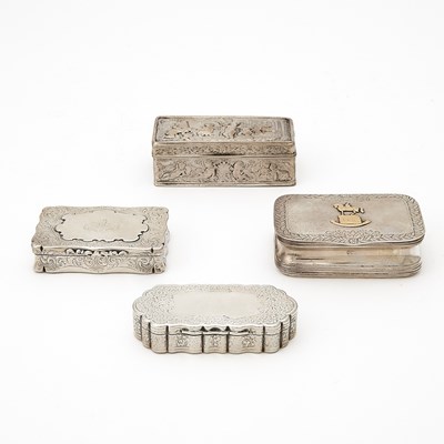 Lot 114 - Four English and Continental Silver Snuff Boxes