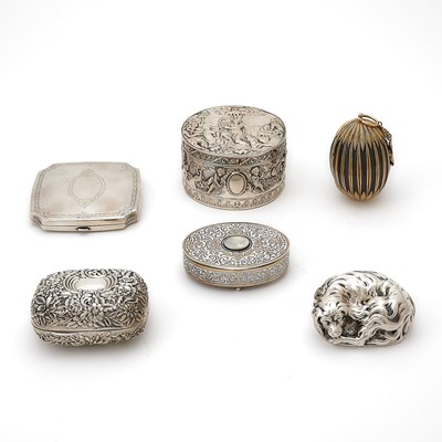 Lot 117 - Group of Six Silver, Silver Plate and Other Metals Boxes