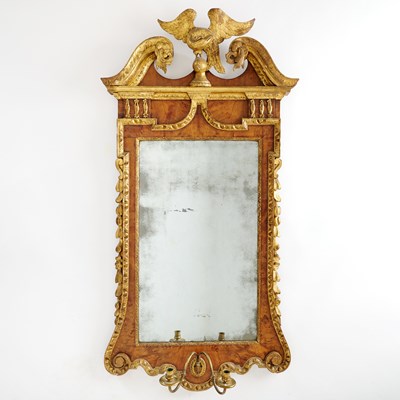 Lot 88 - Mahogany and Burlwood Parcel-Gilt Mirror