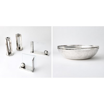 Lot 148 - Group of Richard Meier for Swid Powell Silver Plated Table Articles