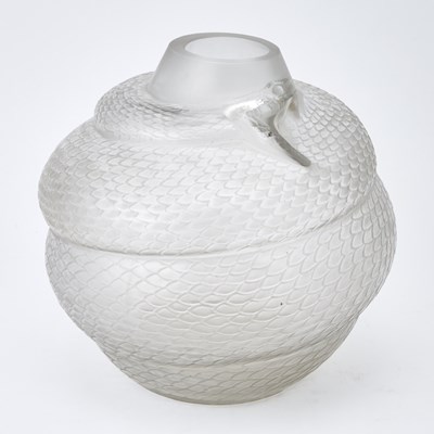 Lot 263 - R. Lalique Molded Glass “Serpent” Vase