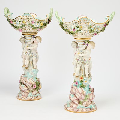 Lot 527 - Pair of Meissen Porcelain figural Baskets