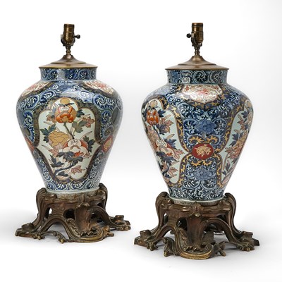 Lot 608 - Pair of French Gilt-Bronze Mounted Japanese Imari Porcelain Vases