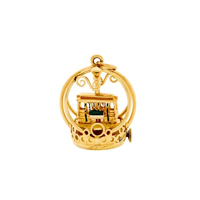 Lot 1262 - Gold and Enamel Trolley Charm Pendant