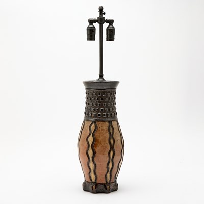 Lot 267 - Art Nouveau/Art Deco Transitional Style Glazed Earthenware Table Lamp