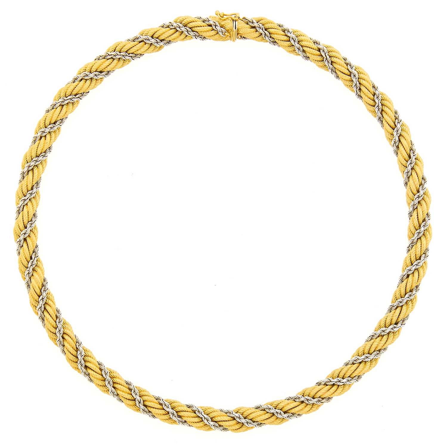 Lot 1189 - Two-Color Gold Rope Chain Necklace