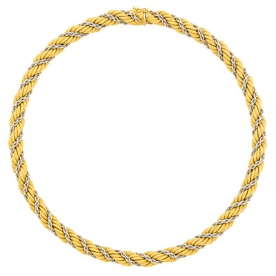 Lot 1189 - Two-Color Gold Rope Chain Necklace