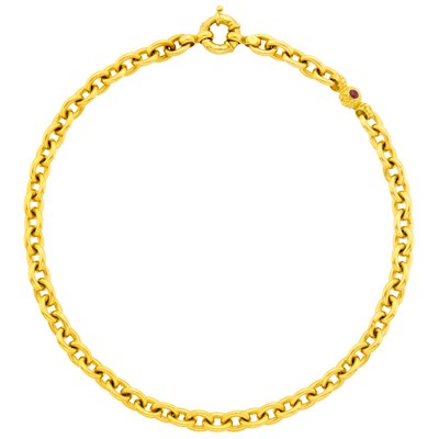 Lot 147 - Gold, Ruby and Sapphire Link Necklace