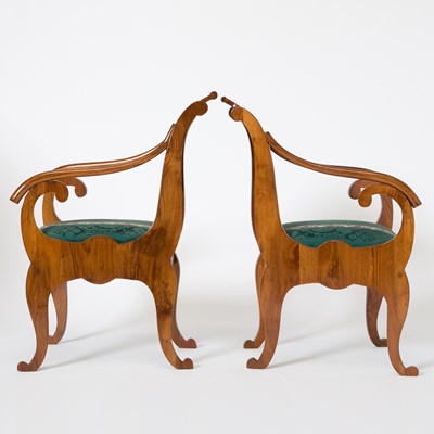Lot 509 - Leo Tolstoy (1829-1910), Pair of Russian Neoclassical Walnut Armchairs