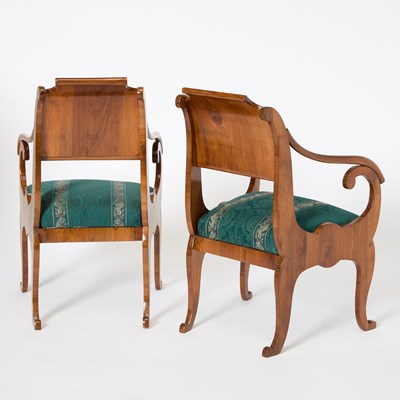 Lot 509 - Leo Tolstoy (1829-1910), Pair of Russian Neoclassical Walnut Armchairs