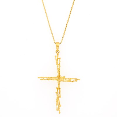 Lot 1266 - Gold Cross Pendant and Chain