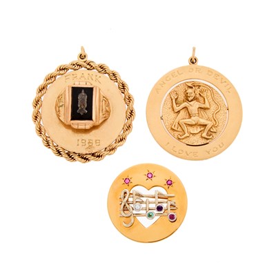 Lot 1226 - Group of Gold and Gem-Set Pendants