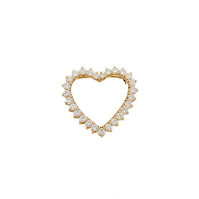 Lot 1040 - Gold and Diamond Heart Pendant-Brooch