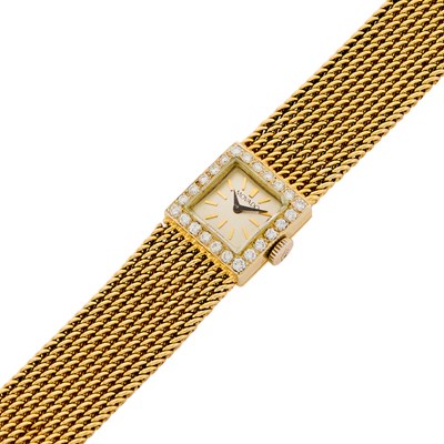 Lot 1136 - Movado Gold and Diamond Bracelet-Watch