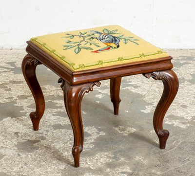 Lot 338 - Needlepoint Mahogany Stool