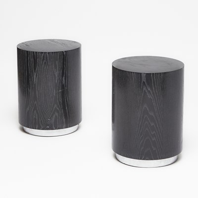 Lot 289 - Pair of Oak and Metal Side Tables