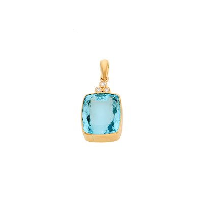 Lot 1005 - Gold, Aquamarine and Diamond Pendant