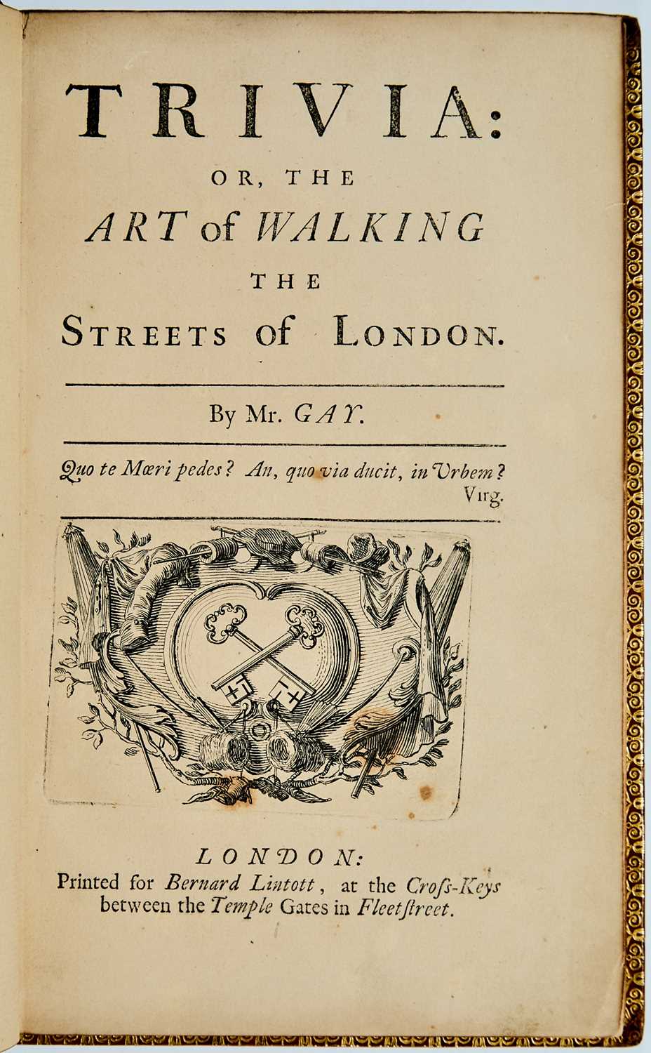 Lot 39 - The first edition, first printing of John Gay's Trivia