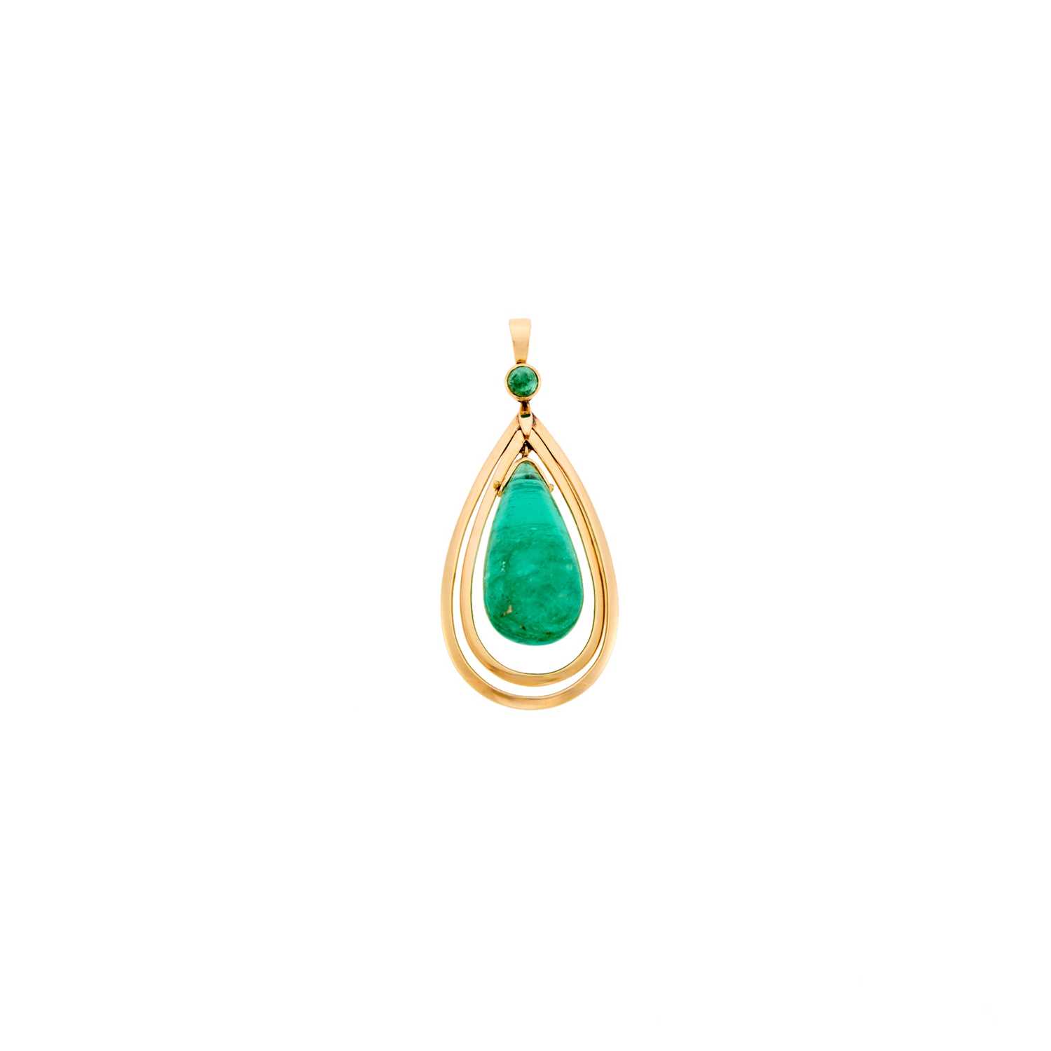 Lot 1235 - Gold and Emerald Pendant
