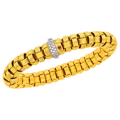 Lot 140 - Roberto Coin Two-Color Gold and Diamond Bracelet