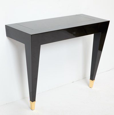 Lot 291 - Art Deco Style Black Lacquer and Parcel Gilt Wall Mounted Console