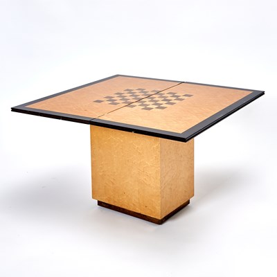 Lot 399 - Part Ebonized Burlwood Fold Over Games Table