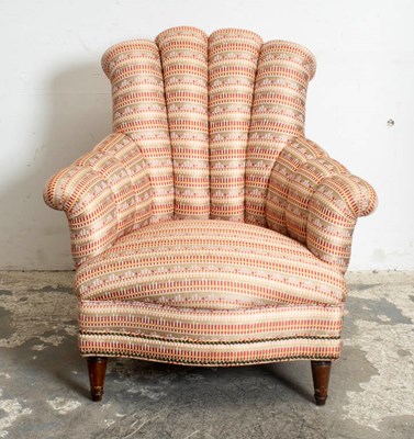Lot 347 - Upholstered Scallop Back Armchair